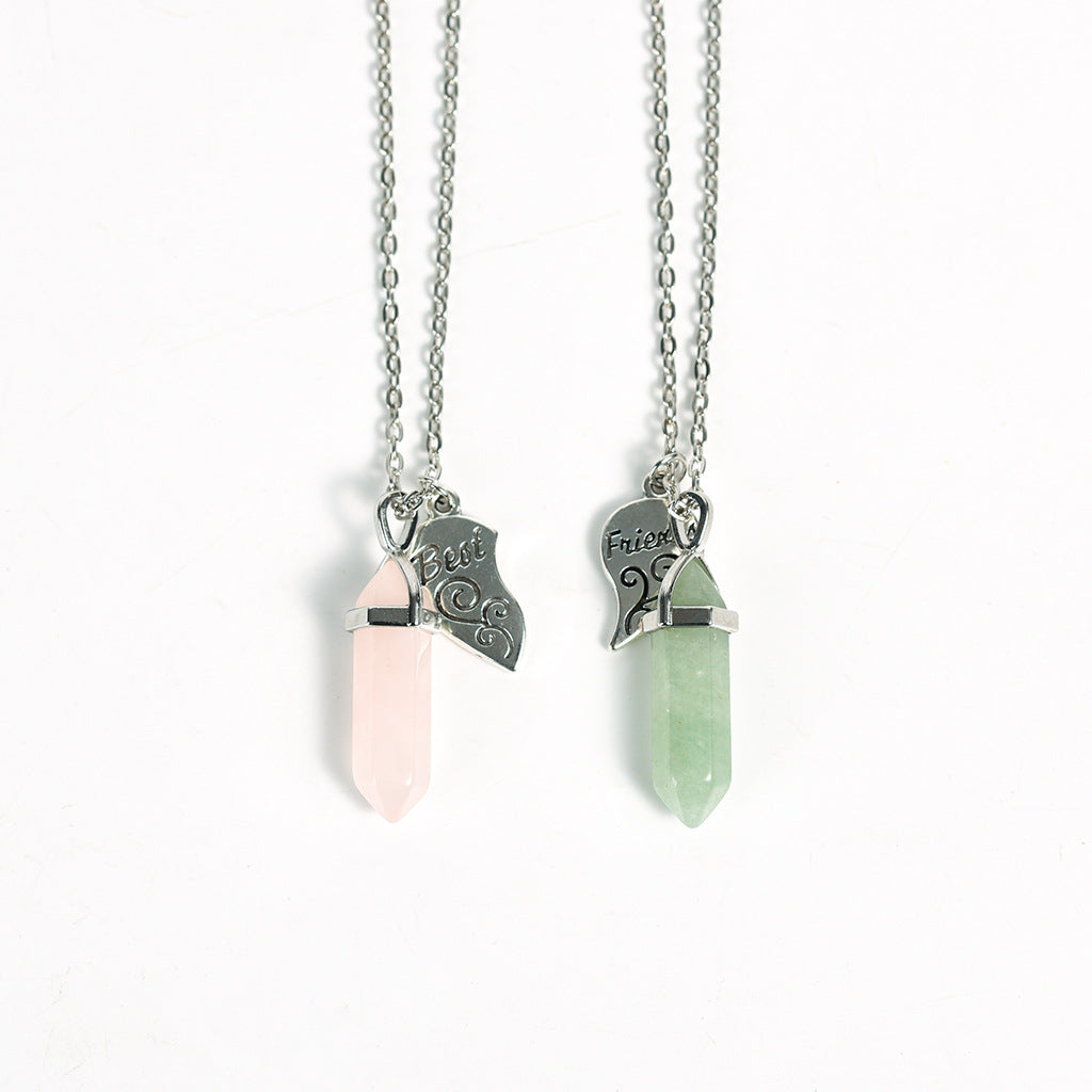Friends Vertical Double Pointed Crystal Column Pendant