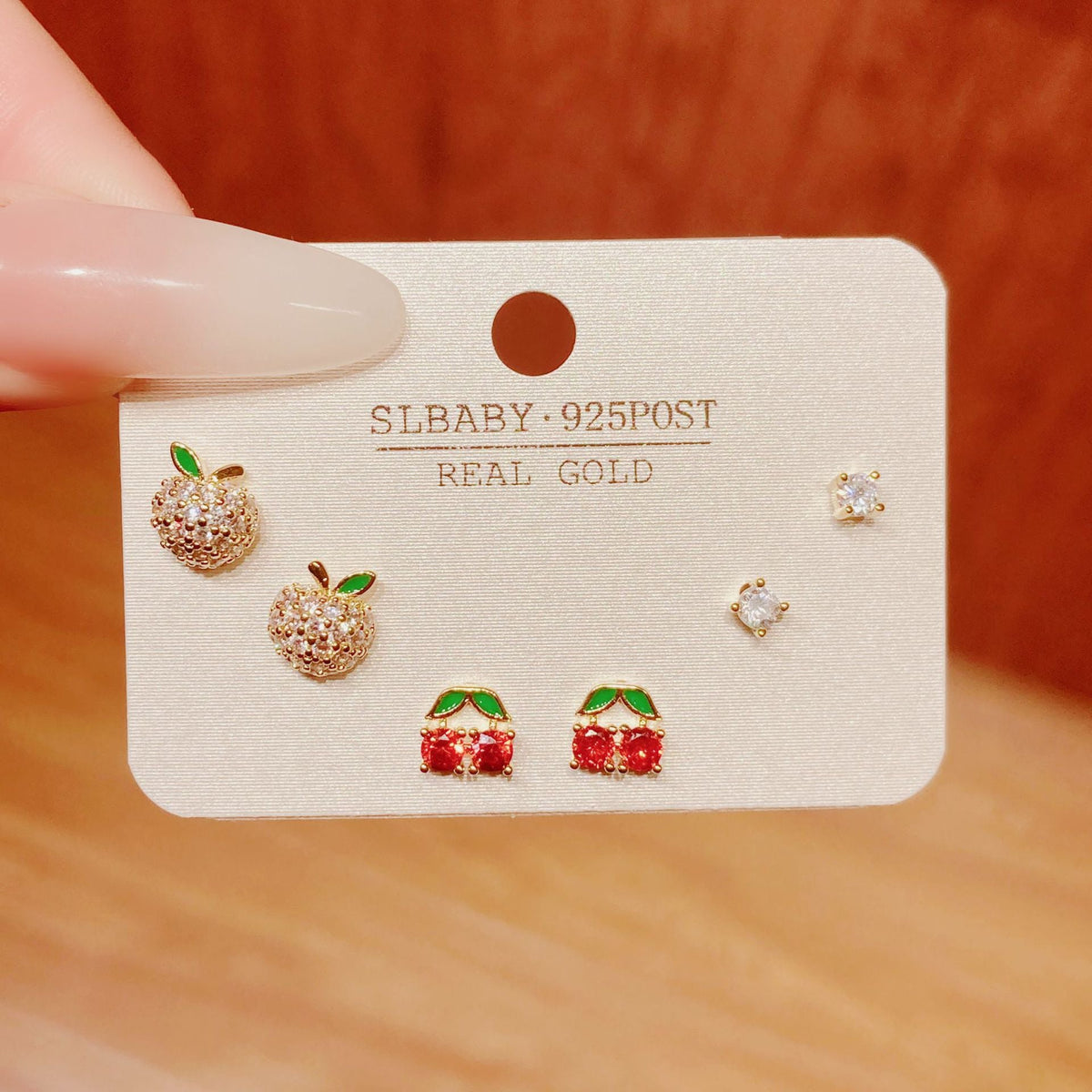 Horse Angola Red Female Cherry Camellia Stud Earrings