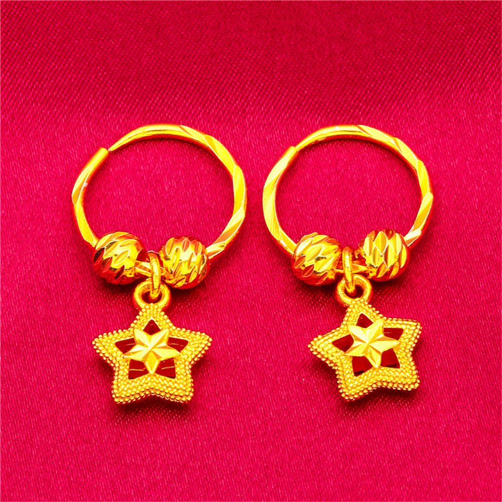 Women's Love Five-pointed Star Crown Water Drop Beads Live Earrings
