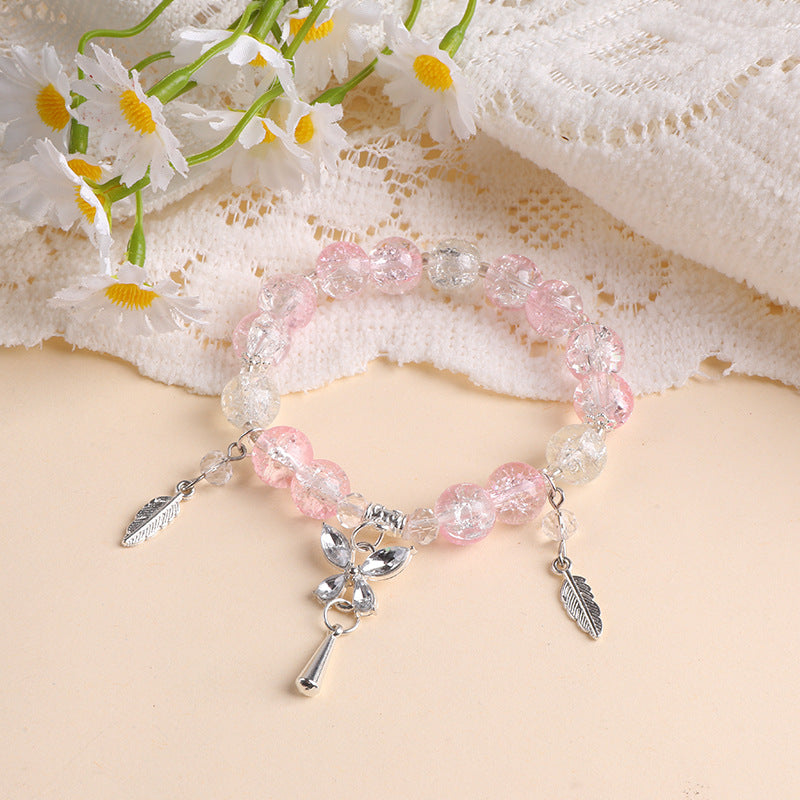 Women's Flower Diamond Butterfly Feather Niche High Sense Small Single Mixed Bracelet