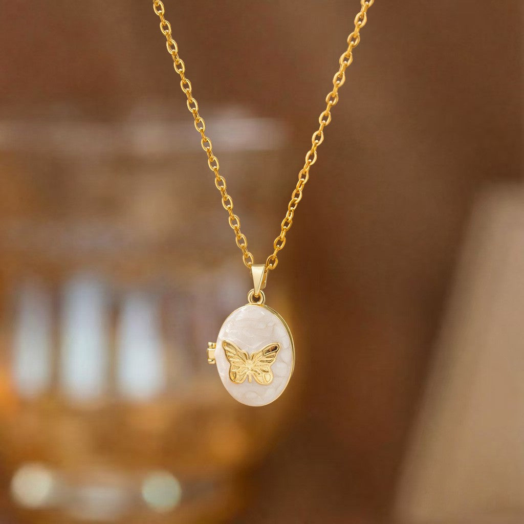 Steel Female Micro Inlaid Pink Diamond Necklace