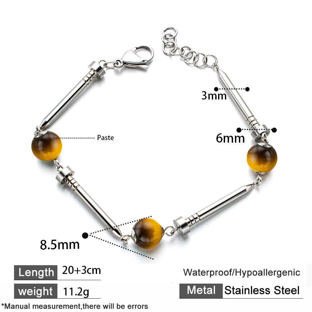 Wind Design Stainless Steel Nail With Natural Bracelet