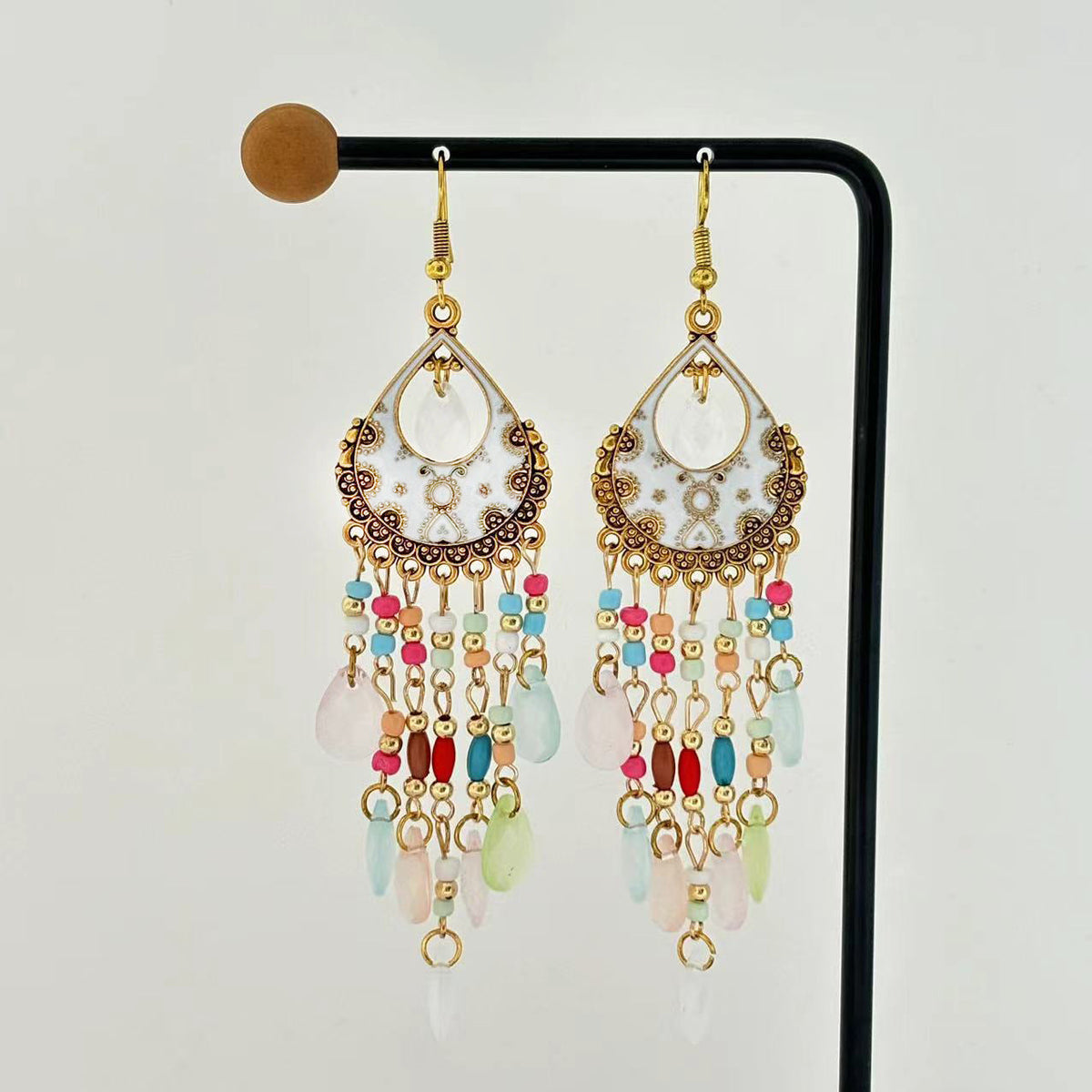 Women's Bohemian Seaside Holiday National Style Crystal Exaggerated Earrings