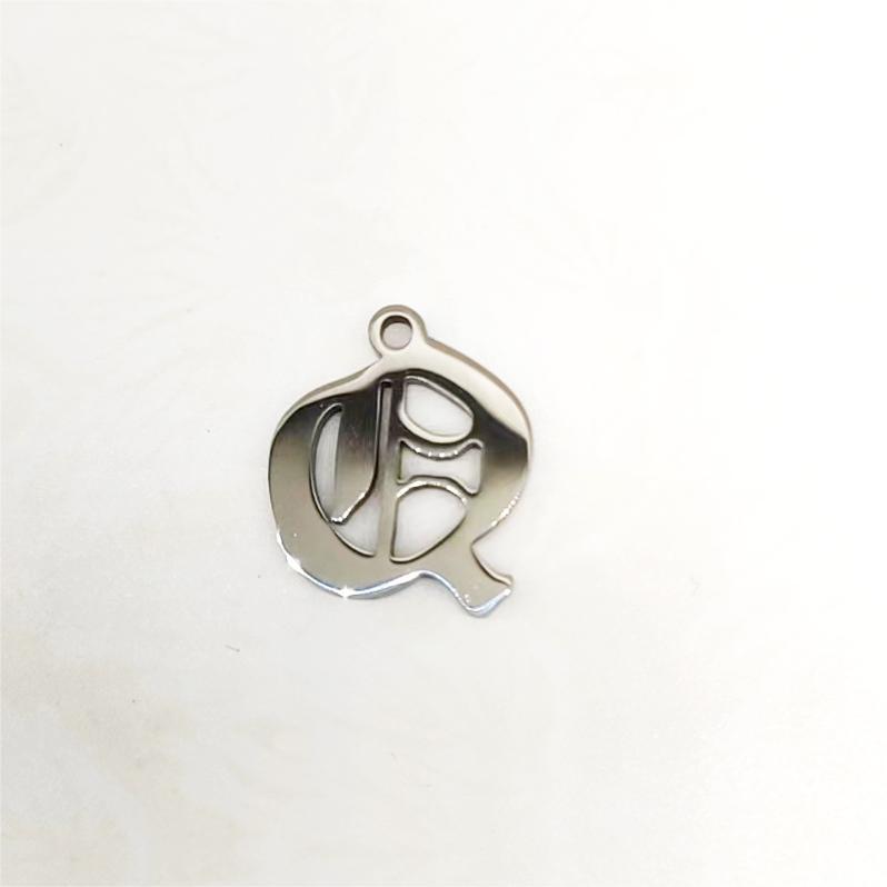 Titanium Steel Retro Alphabet Outer Hole Round Artistic Pendant