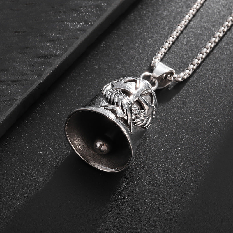 Steel Casting Polished Wings Cross Motorcycle Pendant