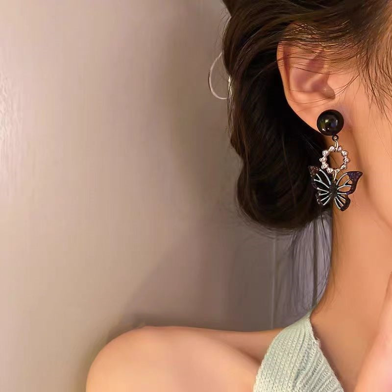 Butterfly Sweet Cool Niche Design Retro Easy Matching Fashionable Elegant Earrings