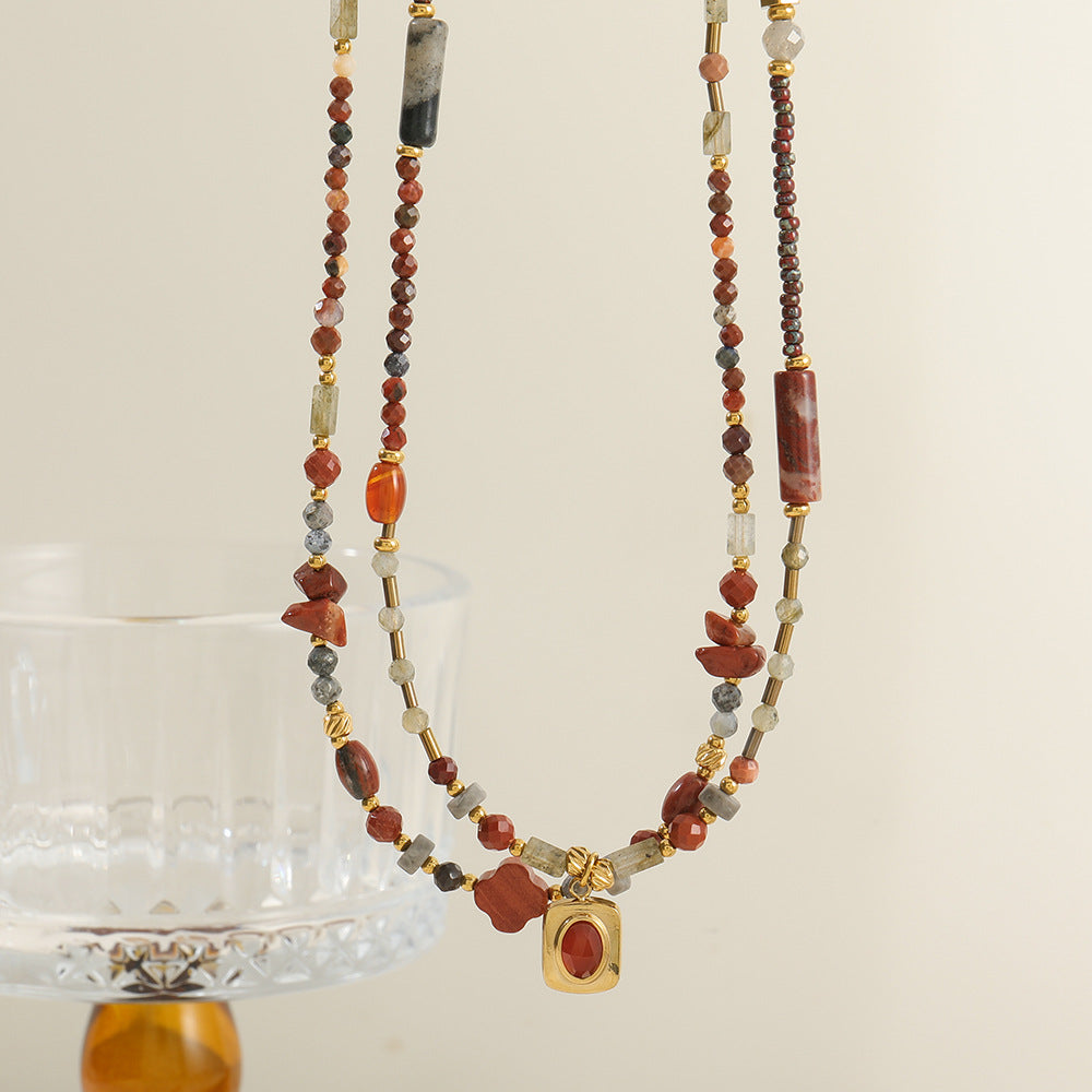 French Retro Natural Stone High-grade Clavicle Chain Necklaces
