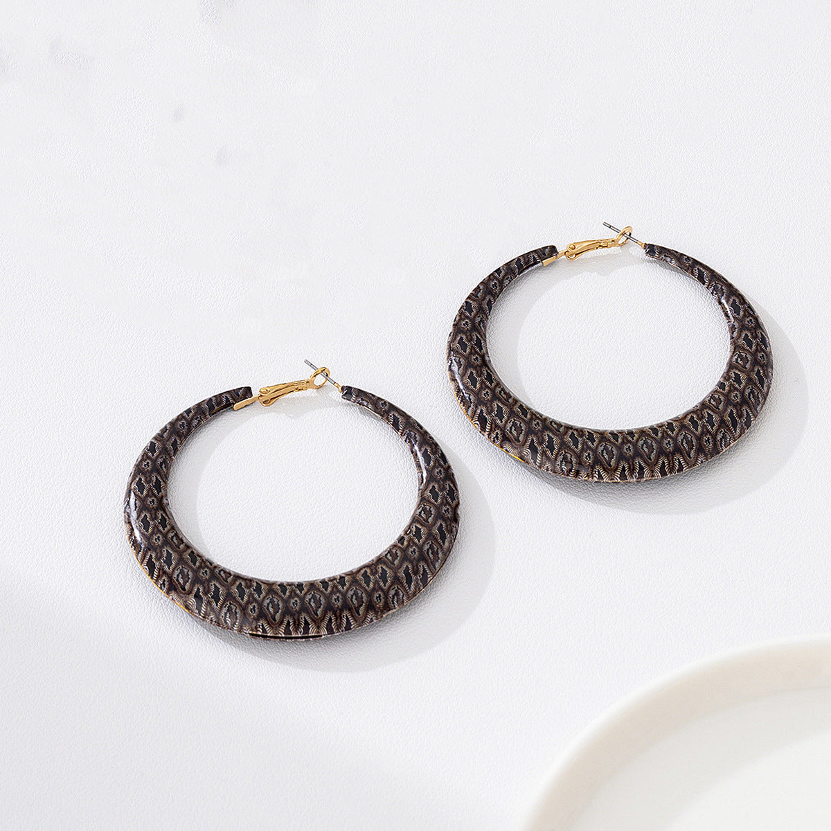 Exaggerated Hot Style Leopard Print Large Design Geometric Metal Rings