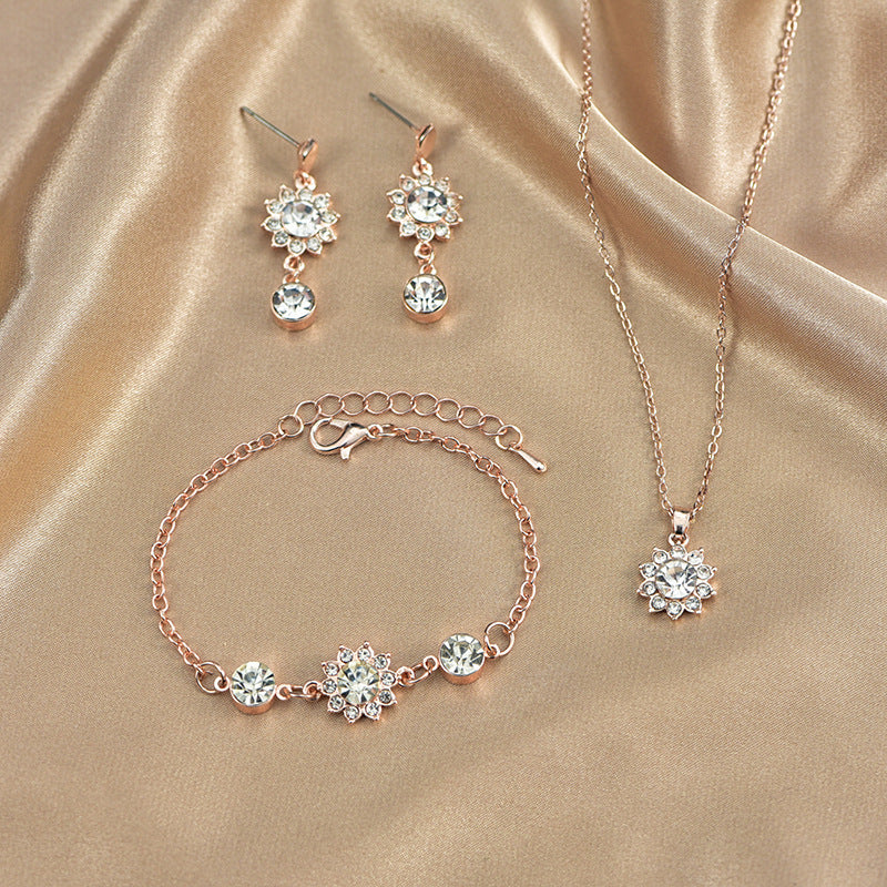 Popular Sunflower Three-piece Ear Korean Style Jewelry Set