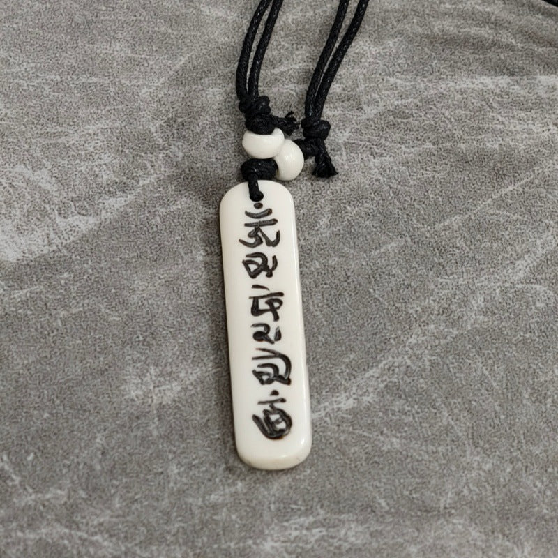 Nepal Yak Bone Hand Carved Six Pendant