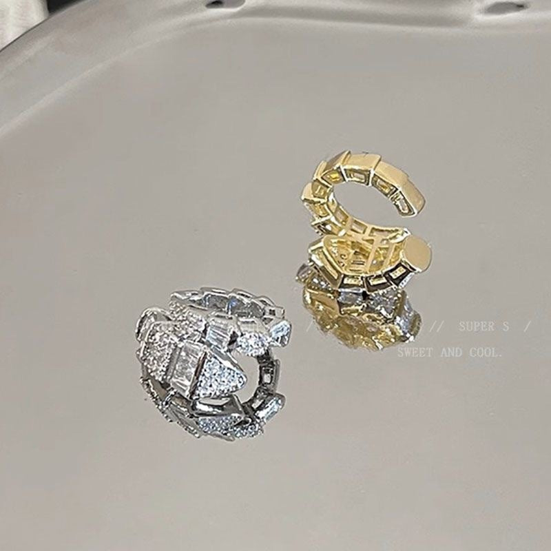 Sparkling Full Rhinestone Snake-shaped Bone High-grade Earrings