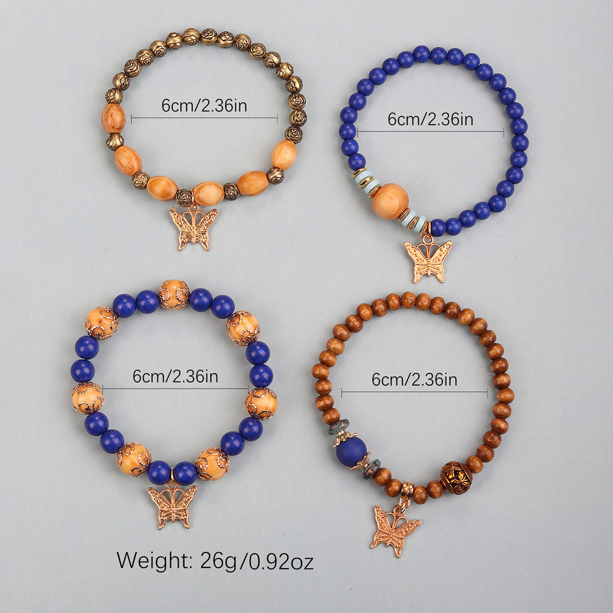 Exquisite Wooden Bead Bohemian Tassel Four Pendants