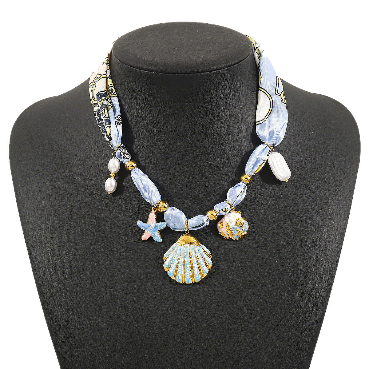 Flowers Shell Butterfly Ceramic Ribbon Niche Design Stainless Pendants