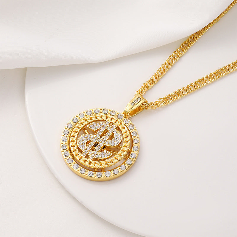 Simulation American Dollar Character Diamond Light Luxury Necklaces