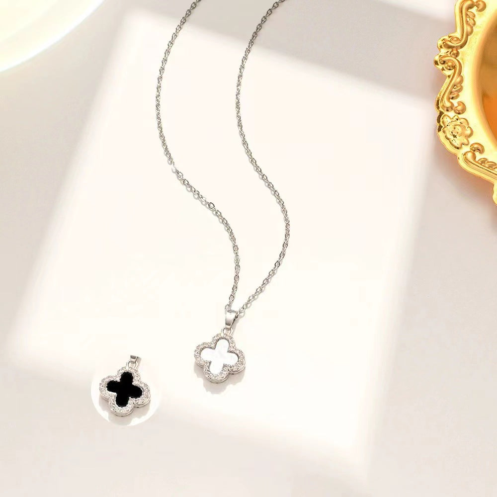 Women's Clover Titanium Steel Double-sided Design Clavicle Necklaces