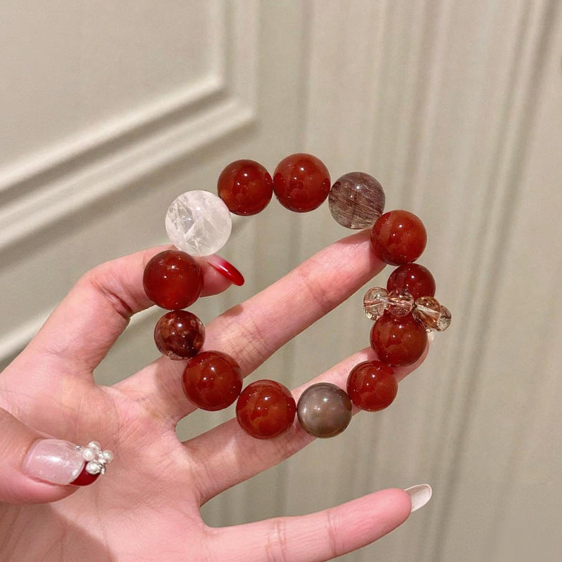 Design Red Agate Crystal Snowflake Ghost Sealant Flower Bracelet