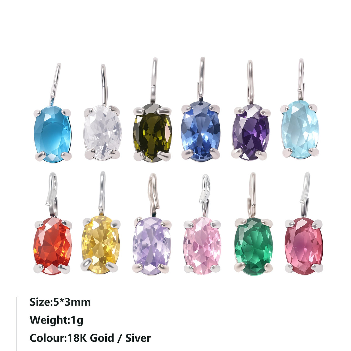 Women's Colorful Crystals Oval Zircon Stainless Steel Gold-plated Collarbone Pendant