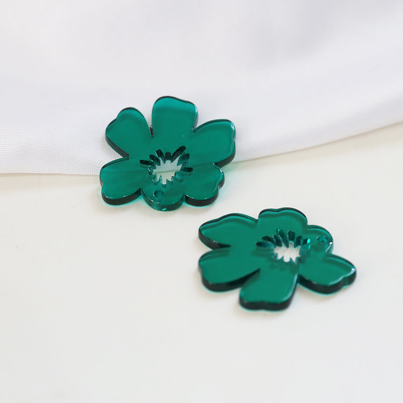 Illustration Line Tulip Flower Leaf Acrylic Handmade Earrings