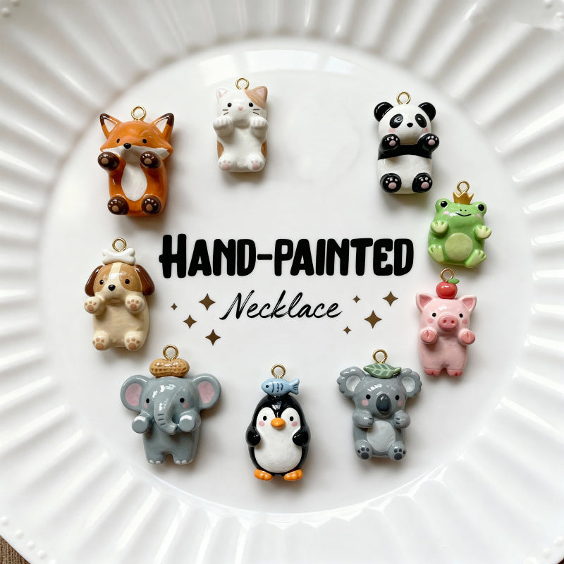 Simple Cartoon Small Animal Series Fox Kitten Frog Pendants