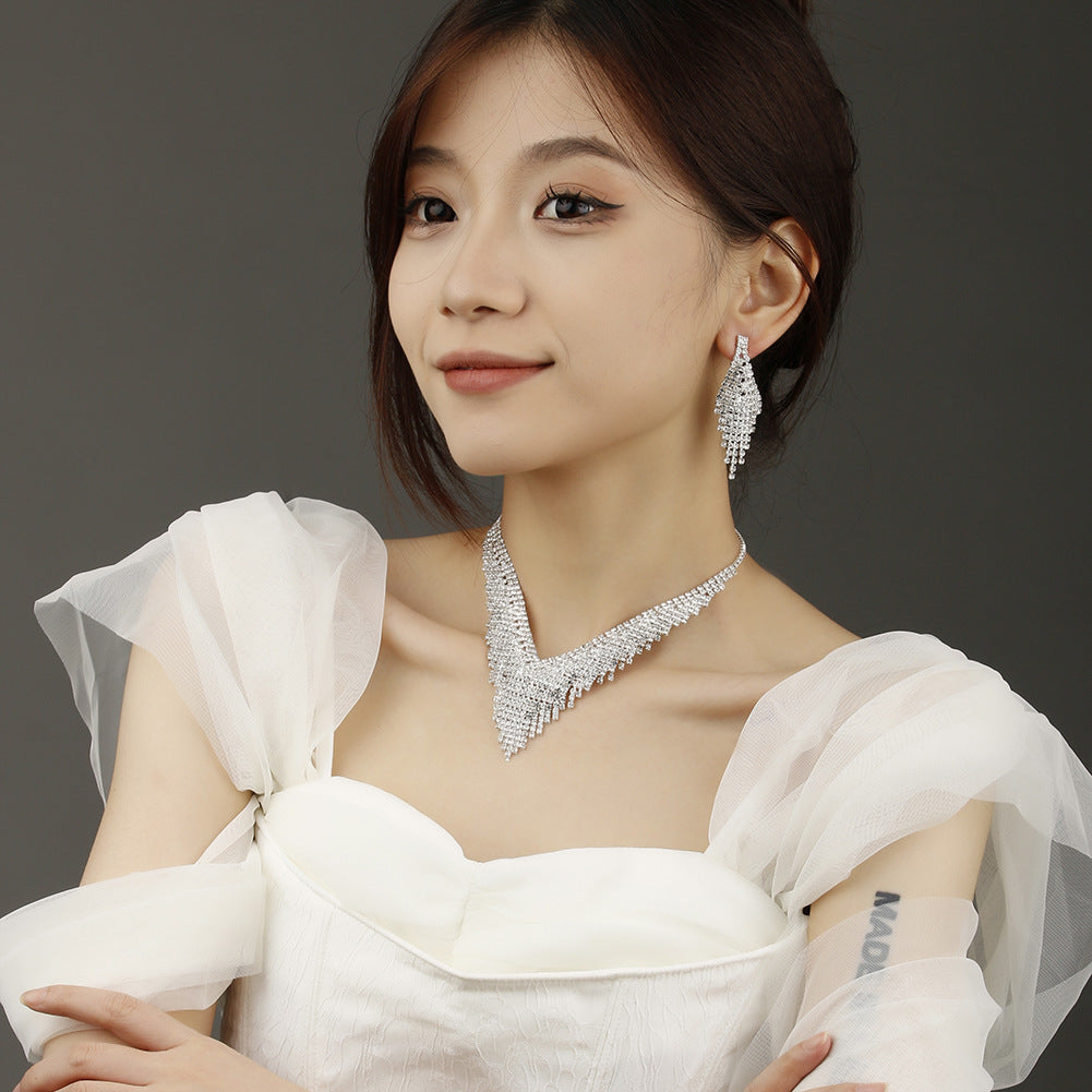 Popular Women's Fashion Wedding Bridal Sier Jewelry Set