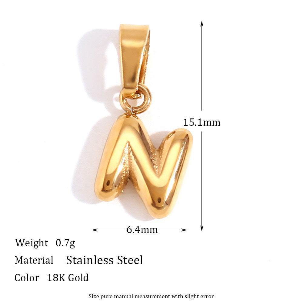 Bubble English Stainless Steel Gold Plated Pendant