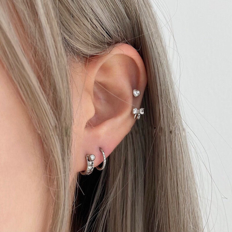 White Zircon Bow Personalized Minority Frosty Style Screw Tightening Rings