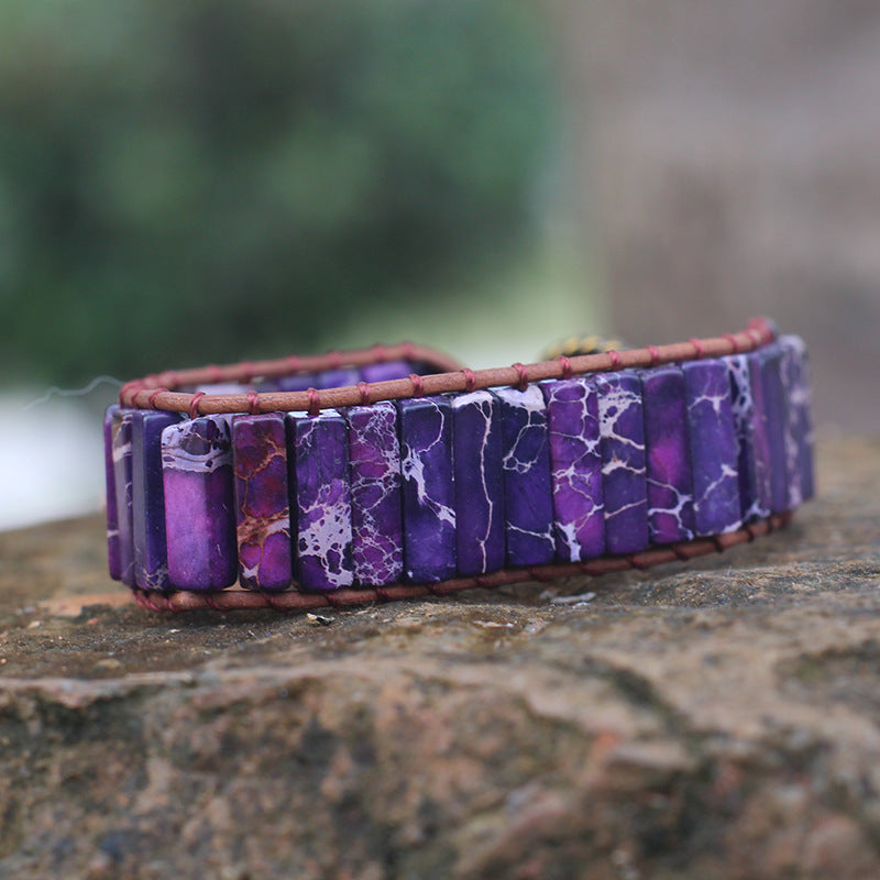 Bohemian Style Natural Stone Lan Di Royal Vintage Hand-woven Bracelet
