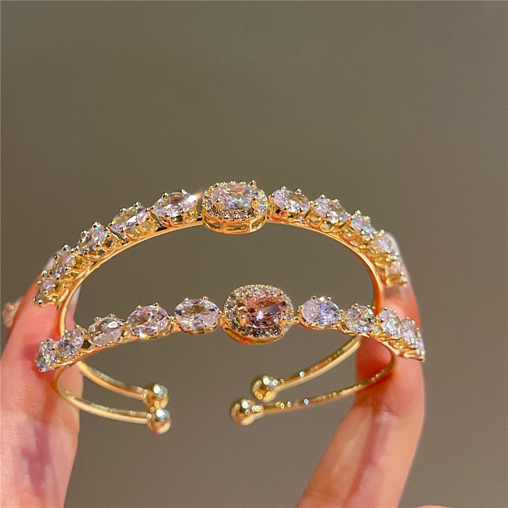 Summer Pink White Elegant Circle Zircon Niche Fresh Bracelet