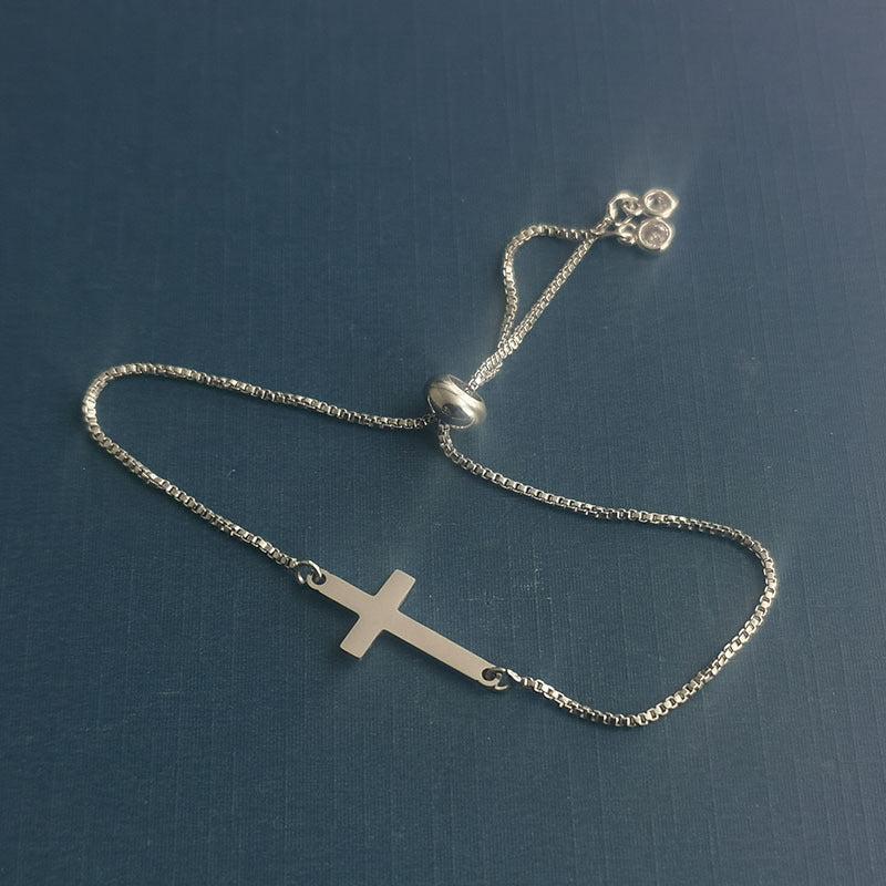 Double Hole Cross Small Mirror Stainless Pendants