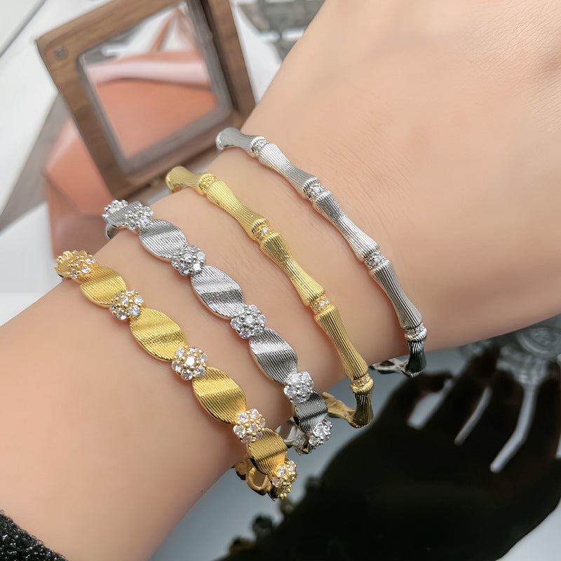 Flower Irregular Female Chinese Palace Style Bamboo Joint Exquisite Refined Bracelet