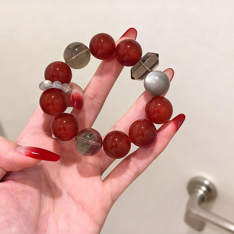 Design Red Agate Crystal Snowflake Ghost Sealant Flower Bracelet