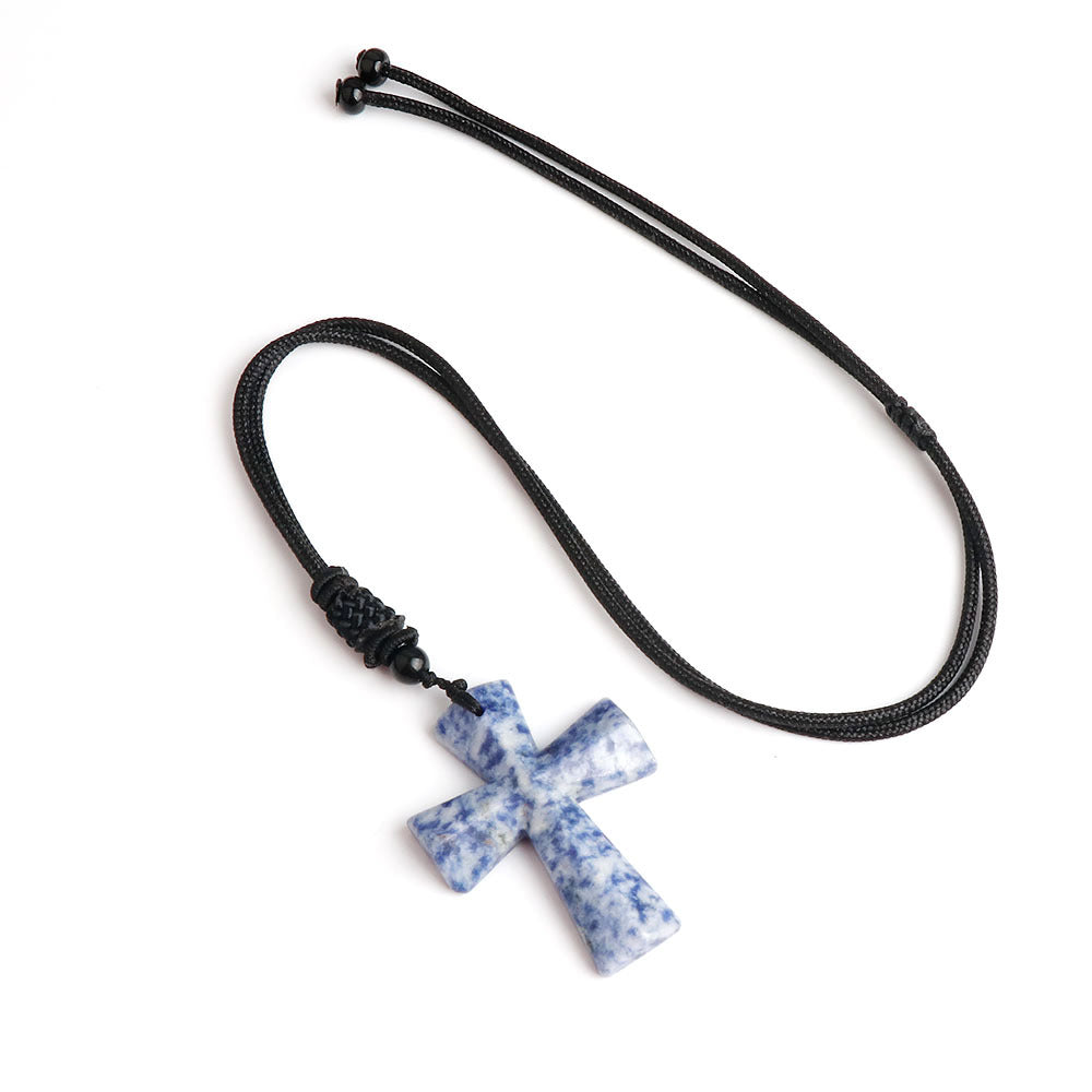 Christmas Gift Agate Woven Cross Sweater Chain Necklaces