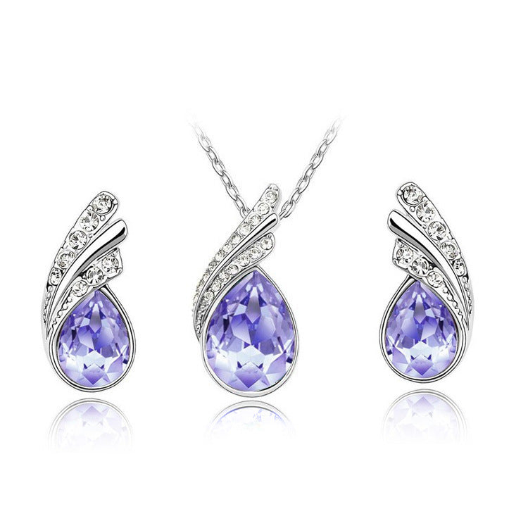 Fashion Trendy Water Drop Crystal Ear Clavicle Rings