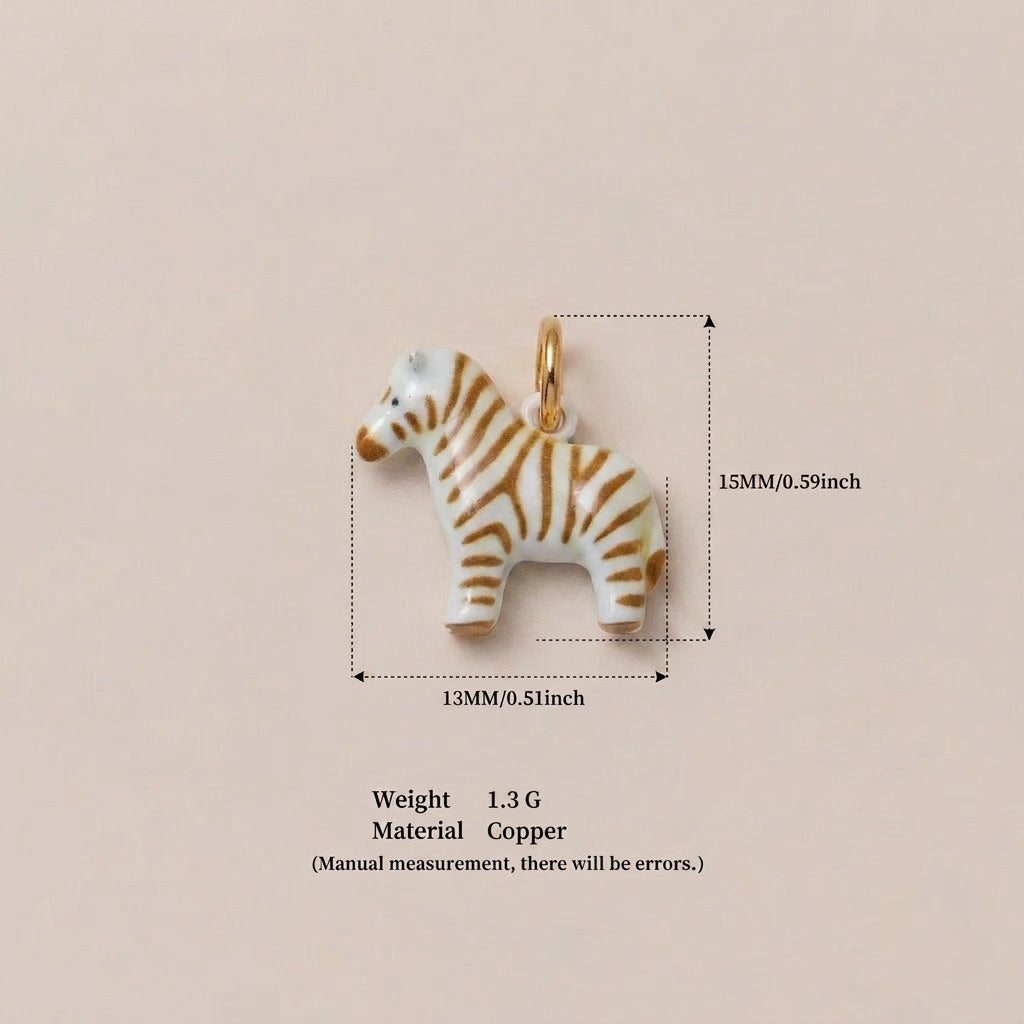 Animal Park Series Lion Dripping Oil Painted Pendants
