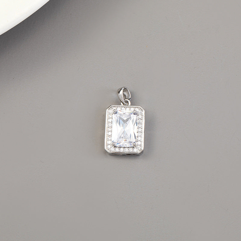 Cool Innovative Single Inlaid Square Gem Pendant