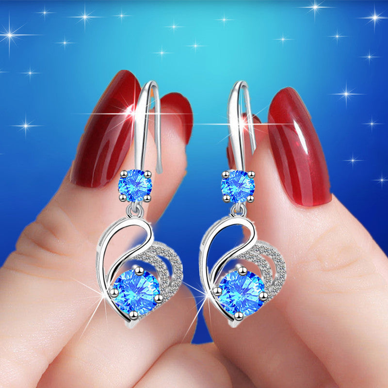 Heart-shaped Mid-length Eardrops Female Korean Exquisite Earrings