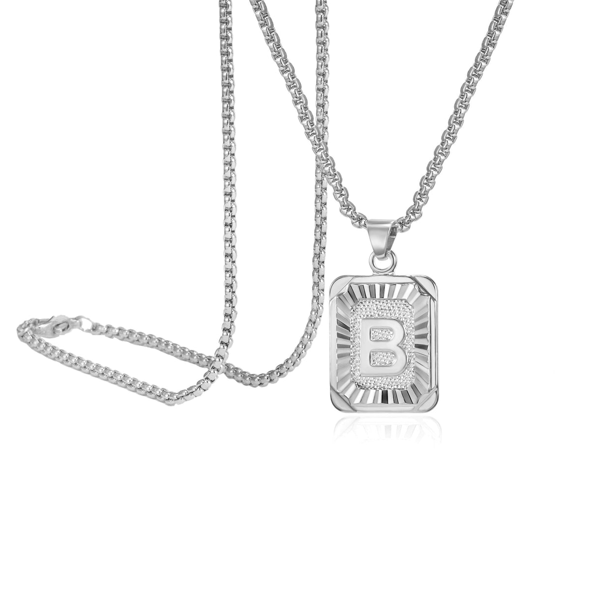 P Square Plate Clavicle Chain Neck Sier Pendants