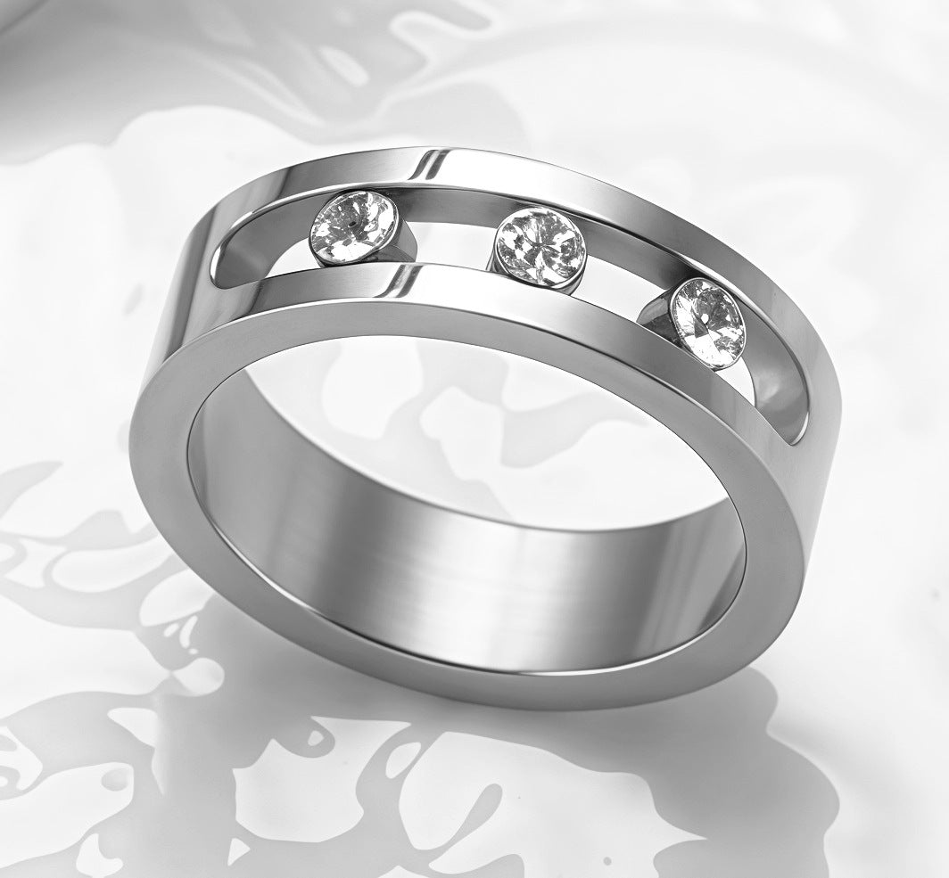 Stainless Steel Diamond Circle Moving Stone Holder Jewelry Set