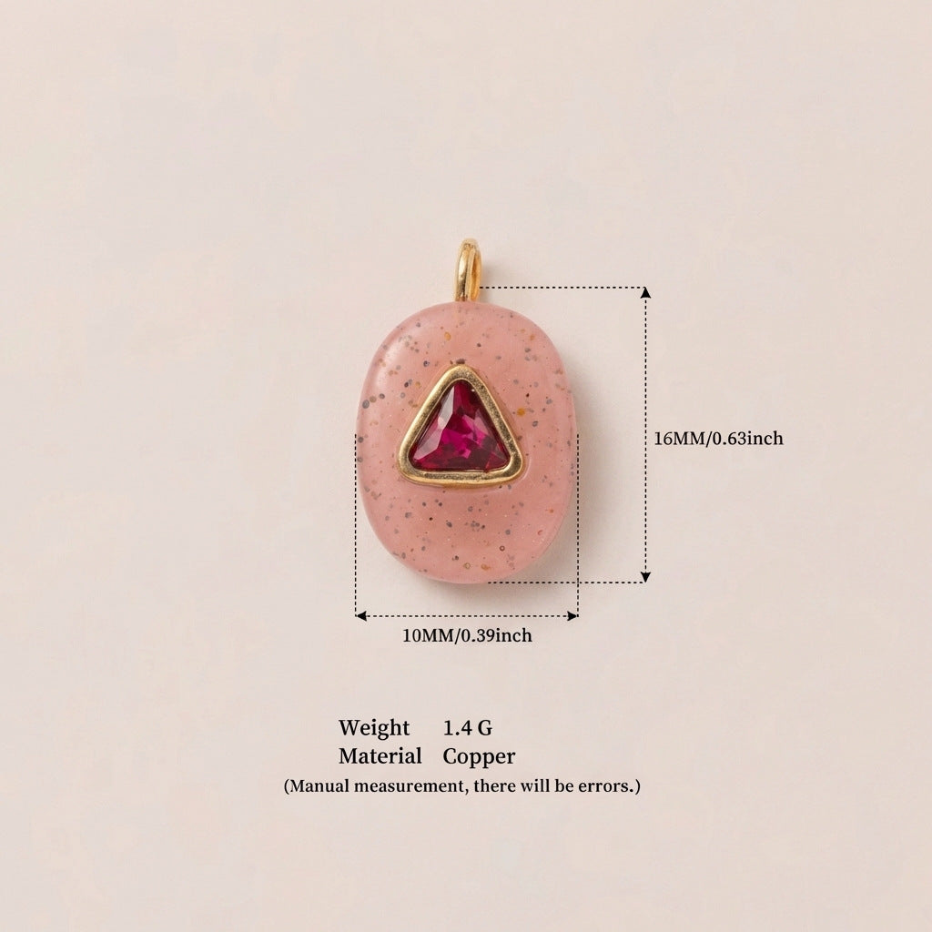 Birthstone Zircon Round Square Glass Gold Pendant