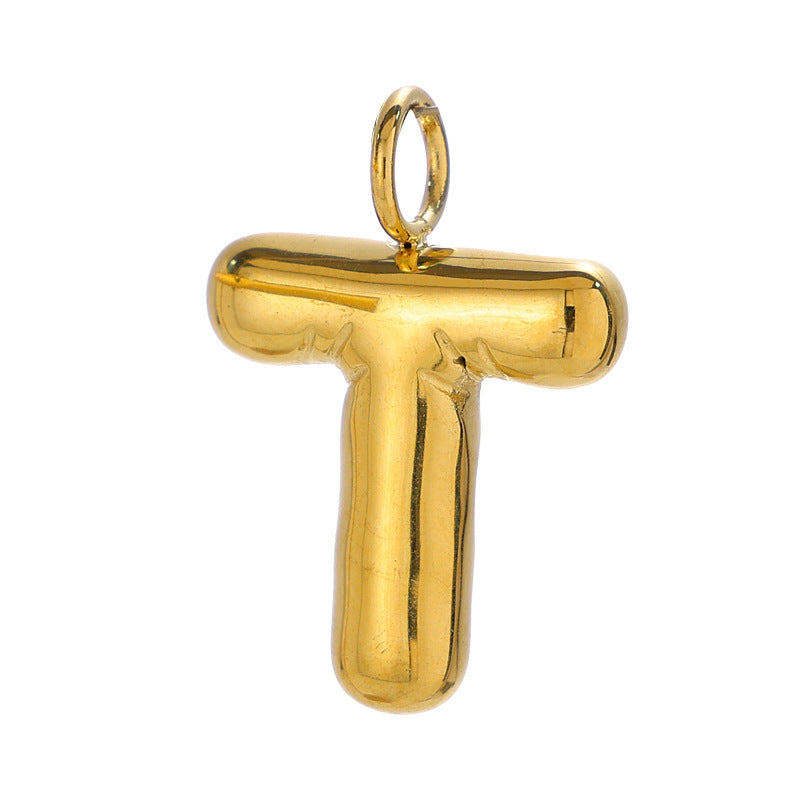 Chubby Bubble English Letter Titanium Steel Gold Pendant