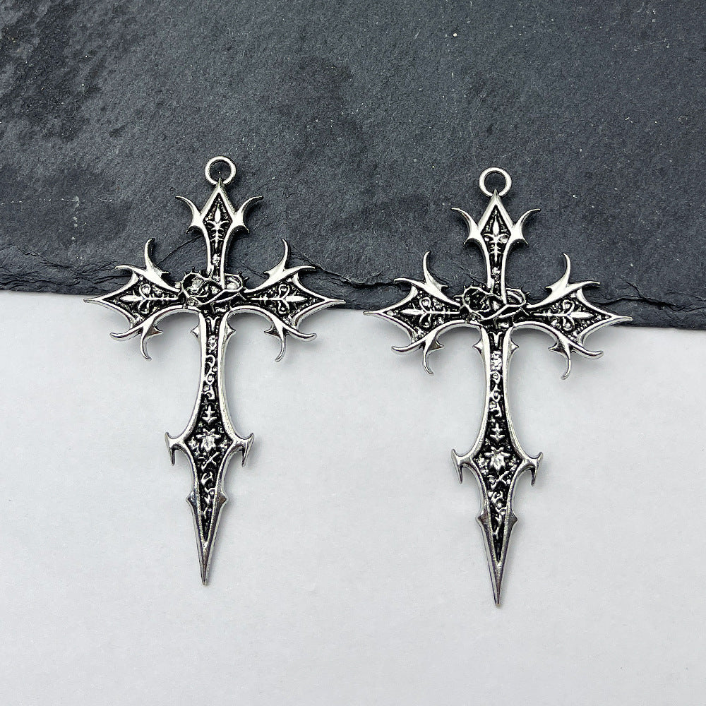Gothic Cross Ethnic Pattern Alloy Sweater Chain Pendants