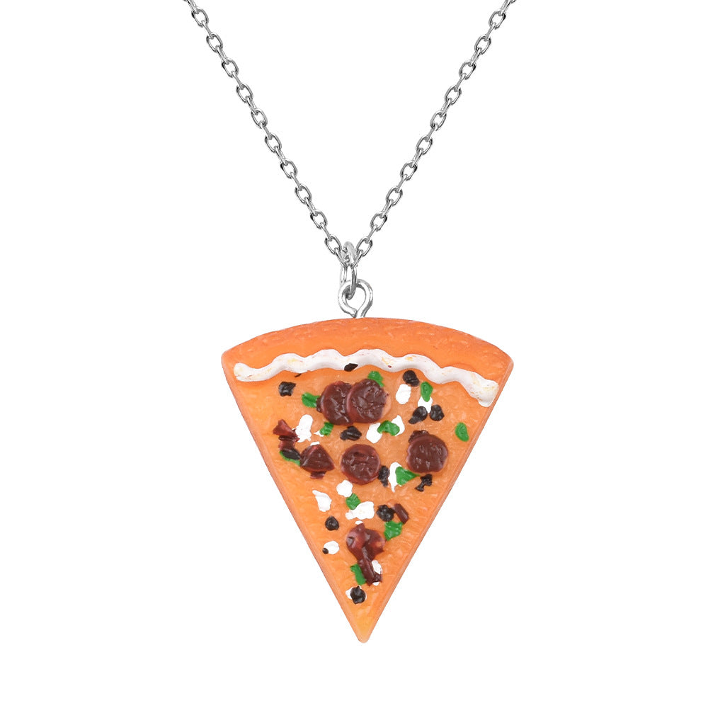 Round Stitching Pizza Good Friend Girlfriends Necklace