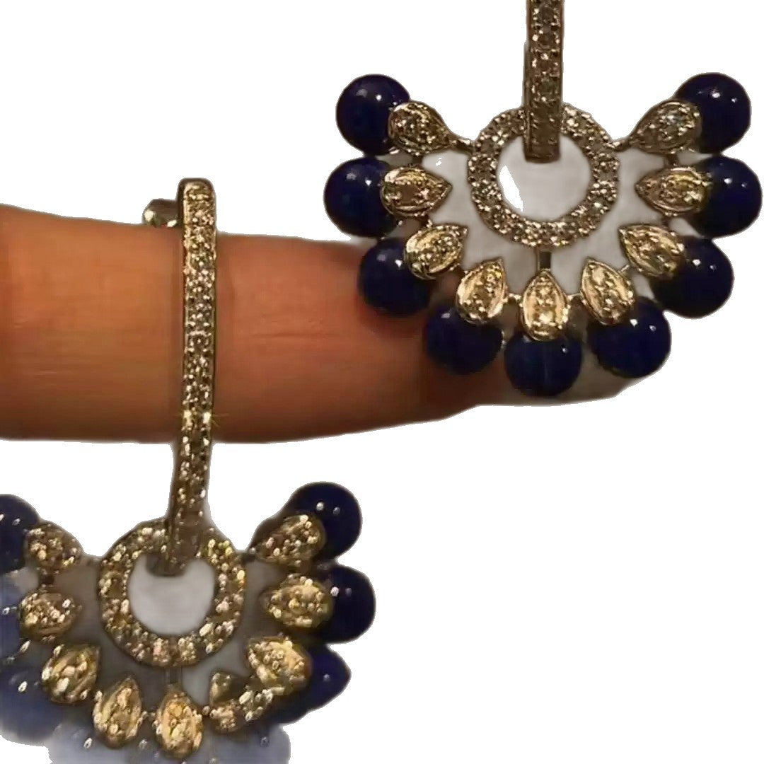 Women's Dark Blue Scallop Retro Affordable Luxury High-grade Temperament Niche Earrings