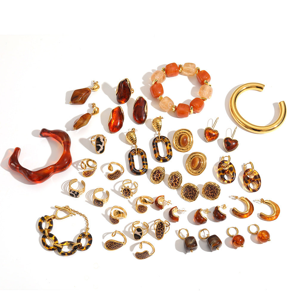 Elegant Resin Graceful Personality Style Amber Jewelry Set