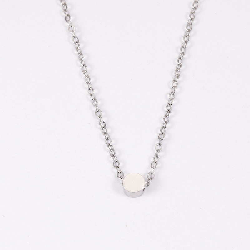 Women's Mirror Stainless Steel Small Beads Bean Simple Necklaces