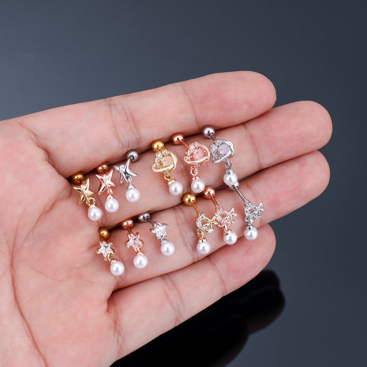 Ear Bone Female Needle Screw Twist Rings