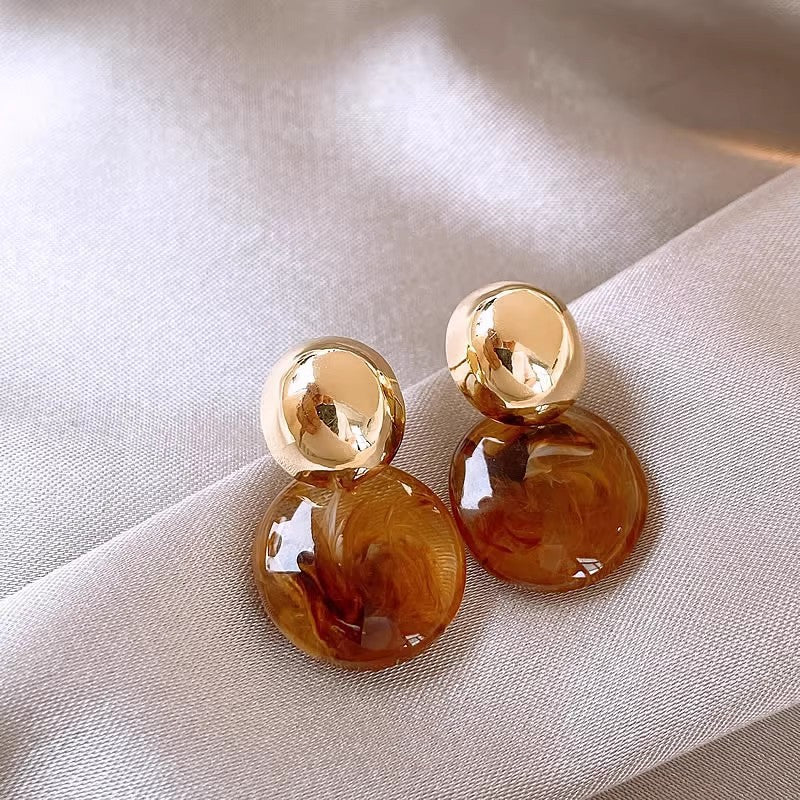 Women's Sier Needle Light Luxury French Retro Geometric Pearl Heart Earrings