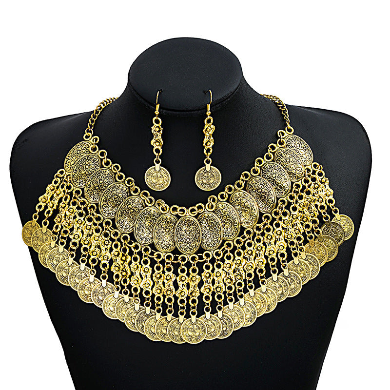 Bohemian Crystal Ethnic Style Diamond Tassel Jewelry Set
