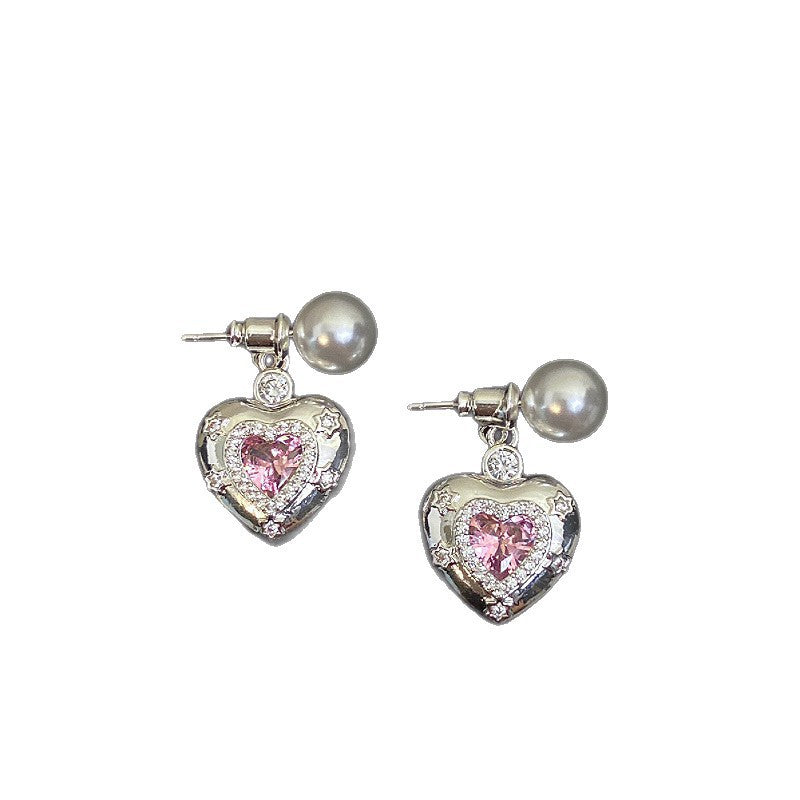 Loving Heart Zircon Ear Combination Female Sweet Necklace