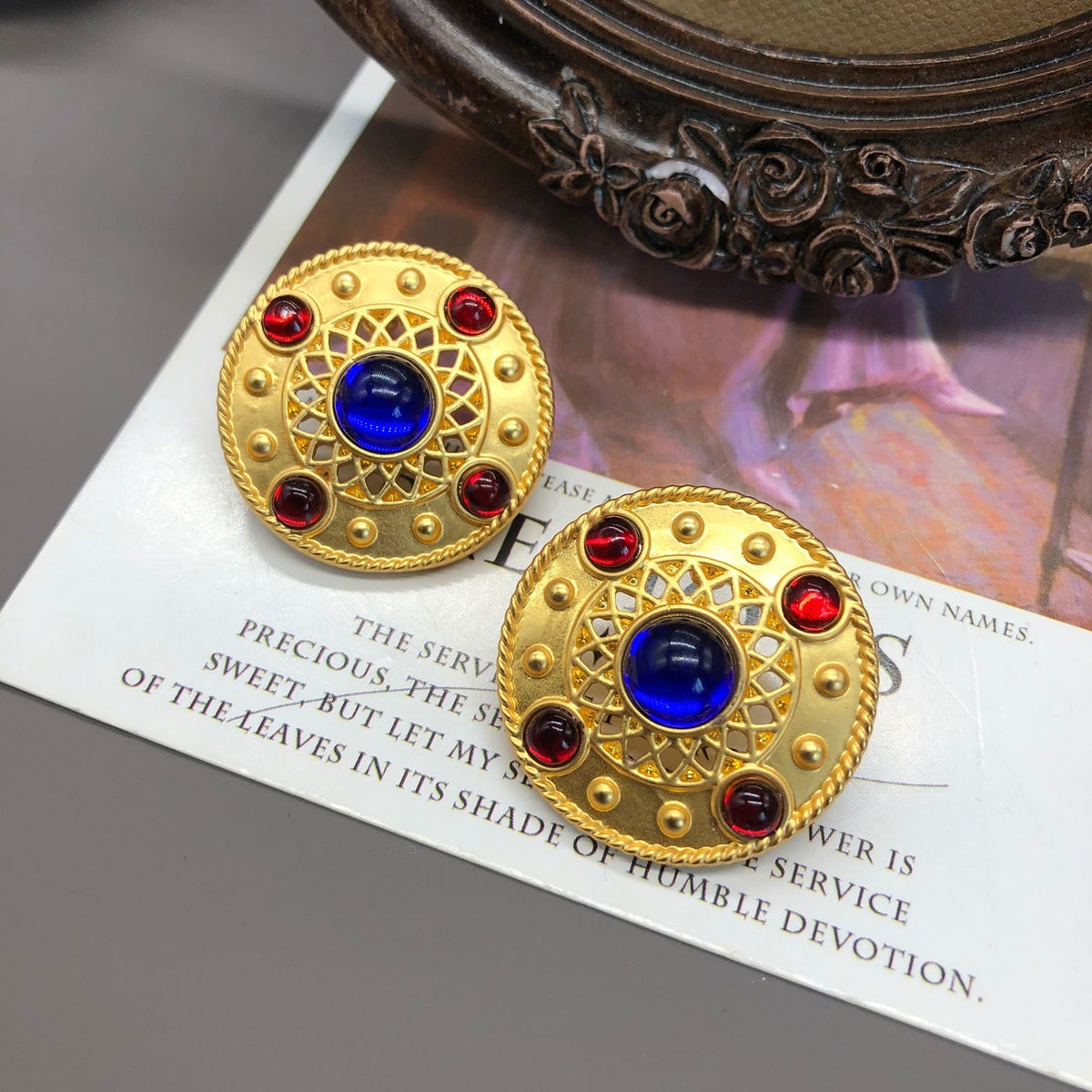 Style Electroplated Real Gold Graceful Fashionable Cross Round Inlaid Jewelry Set
